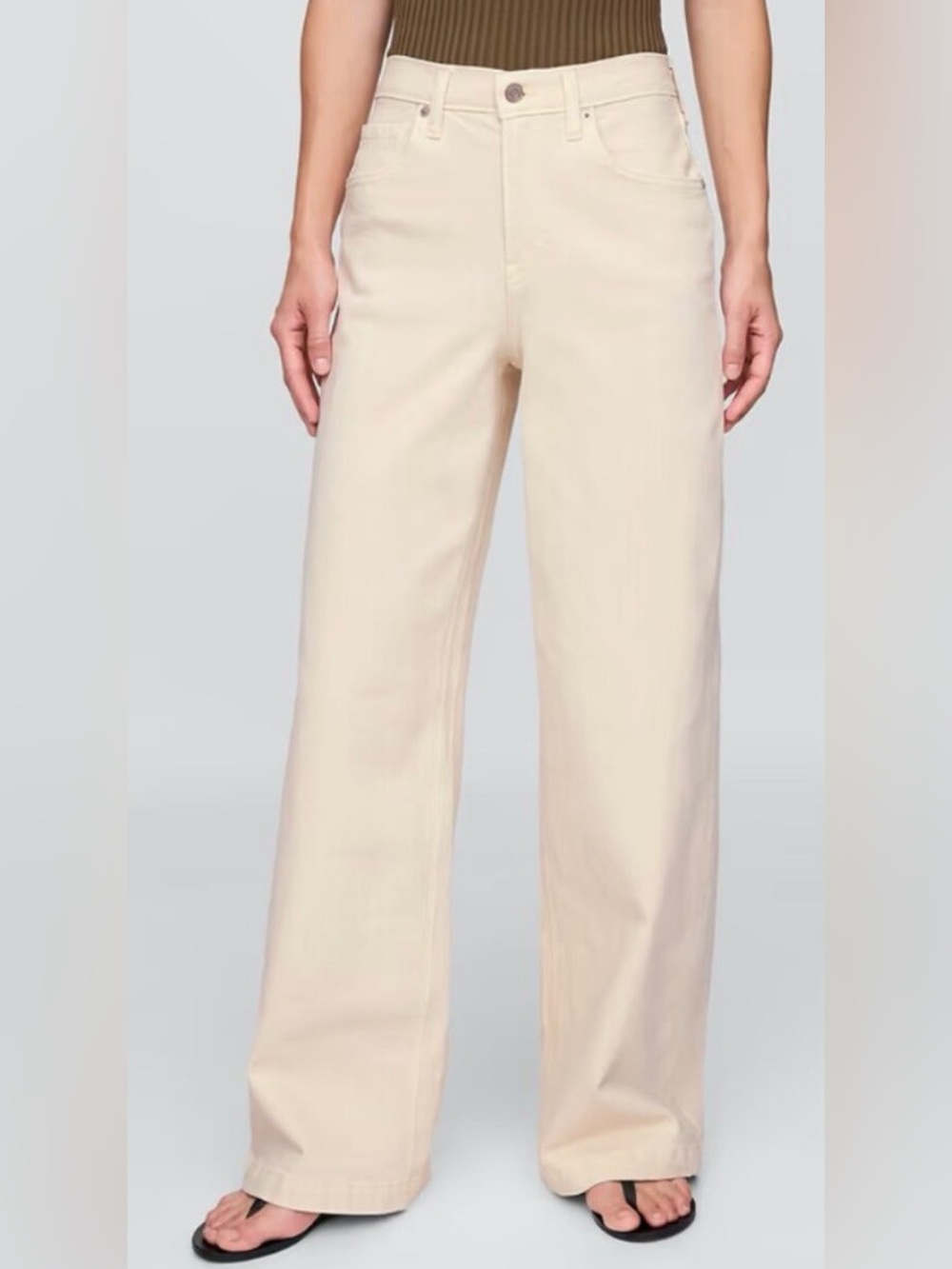 GAP High Rise Wide-Leg Strive Jeans in Natural Cream Size 28 | 6 - Picture 3 of 10